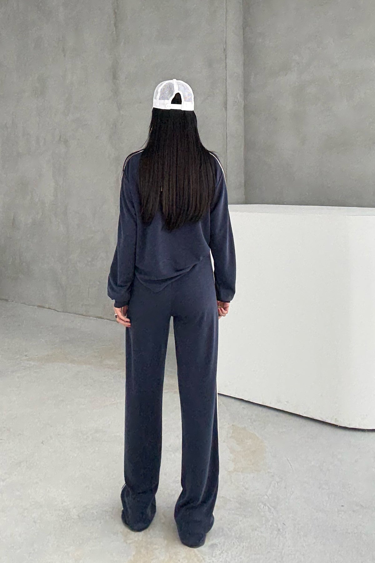 Orjinal Marka Bisiklet Yaka Çizgili Eşofman Takımı - Koyu Mavi SY-3421-Koyu Mavi