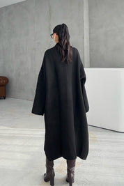 Salaş Uzun Siyah Triko Hırka SY-3420-Siyah