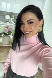 Pembe Kadın Balıkçı Yaka Kazak SY-3509-Pembe
