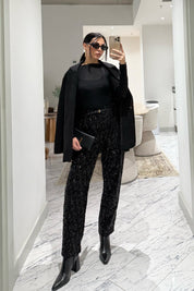 Siyah Payetli Pantolon SY-3535-Siyah