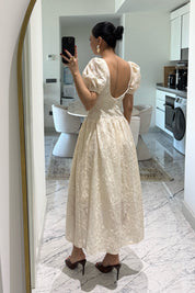Brode Krem Midi Santorini  Elbise SY-3660-Krem