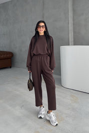 Kahve Eşofman Ve Uzun Sweat Modal Takım SY-3450-Kahve