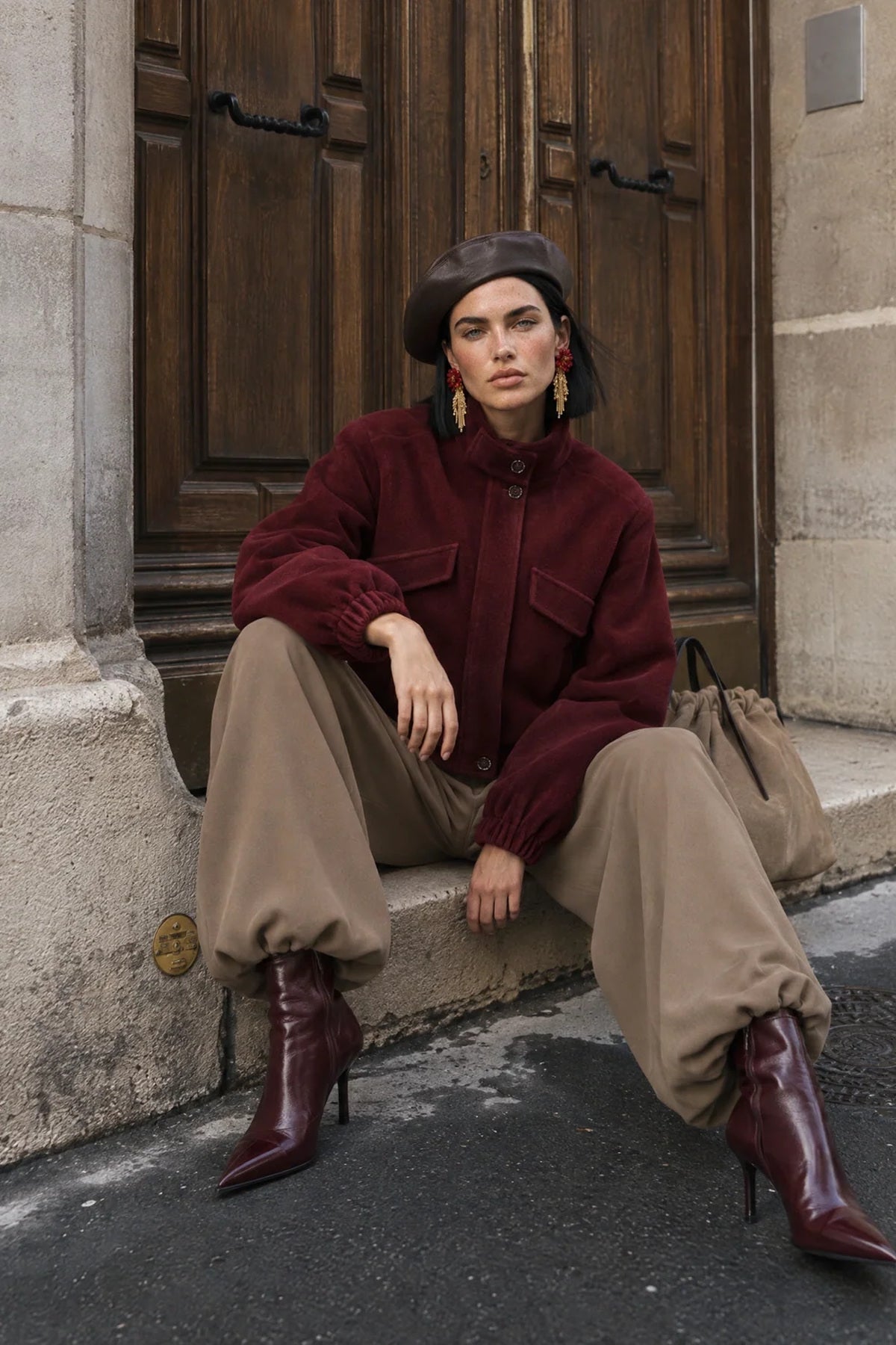 Bordo İçi Astarlı Dik Yakalı Ceket SY-3925-Bordo