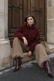 Bordo İçi Astarlı Dik Yakalı Ceket SY-3925-Bordo