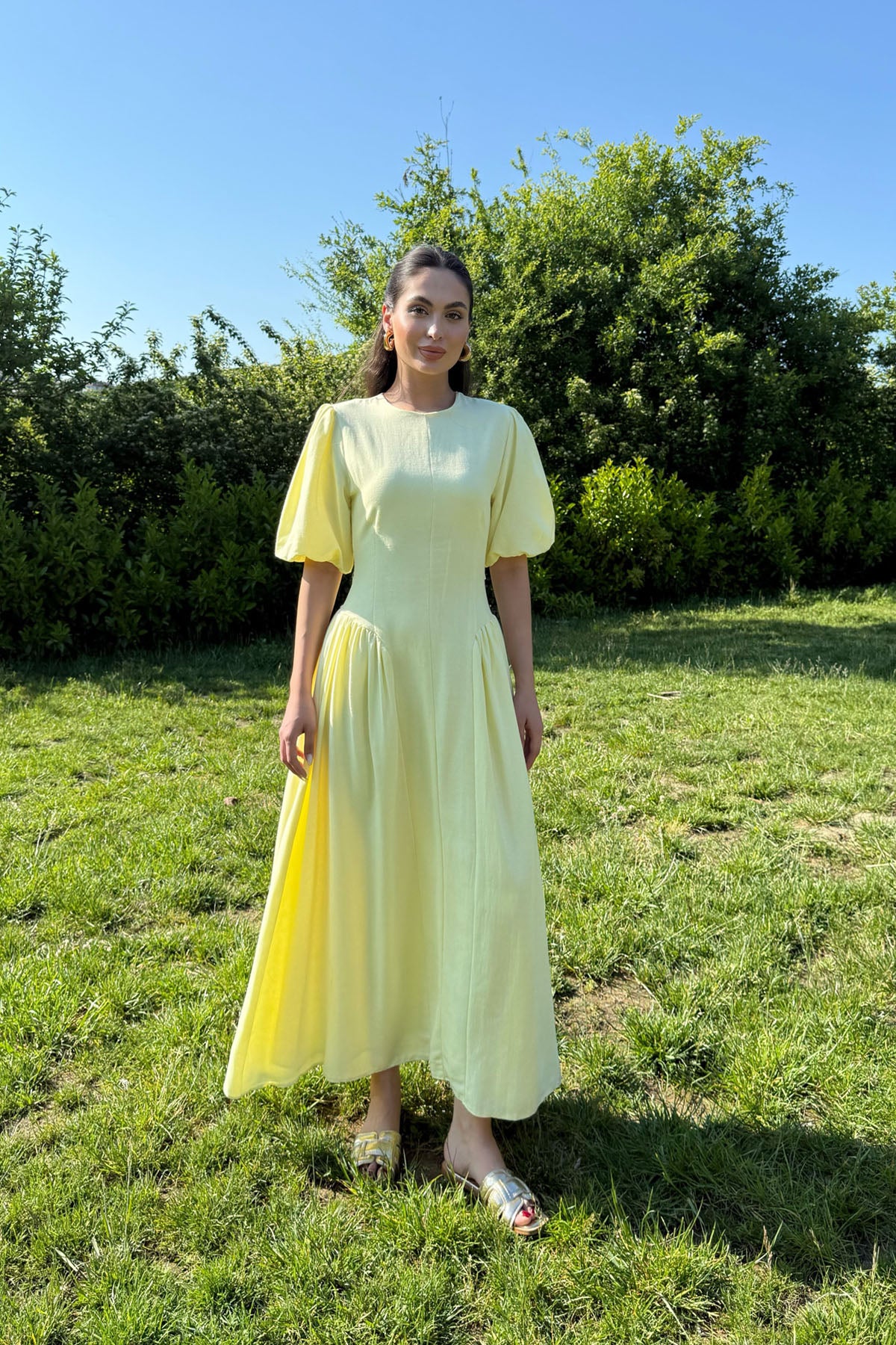 Sarı Girit Prenses Elbise SY-3178-Sarı