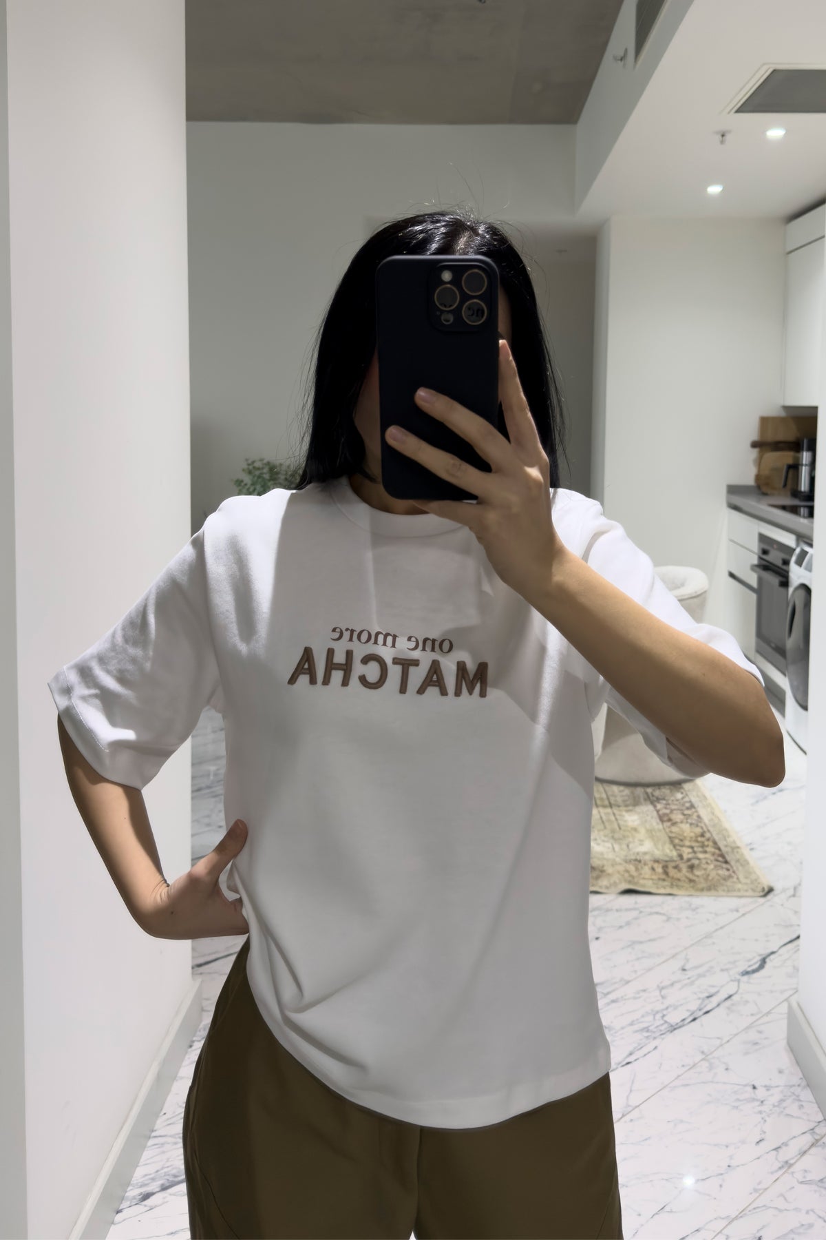 One More Matcha Yazılı Tişört SY-3607-Ekru