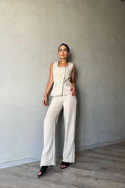 Bej Palazzo Pantolon SY-3371