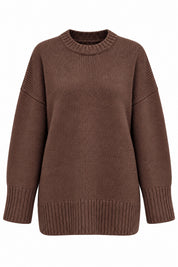 Kahverengi Bisiklet Yaka Oversize Kazak SY-3897-Kahverengi