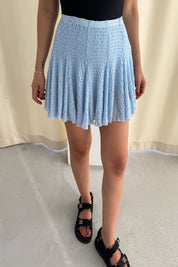Mavi Dokulu Mini Etek SY-3255-Mavi