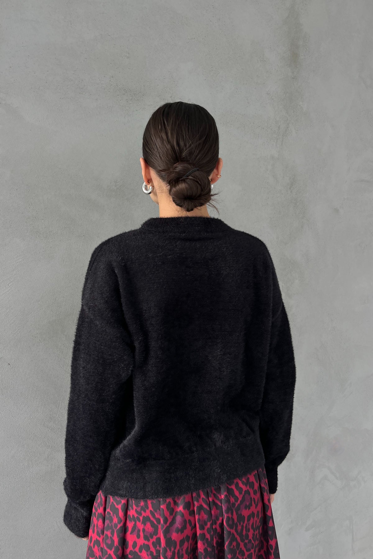 Siyah Zulia Bisiklet Yaka Basic Kazak SY-2753-Siyah