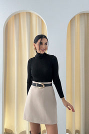 Bej Kısa Kaşe Etek SY-3480-Bej