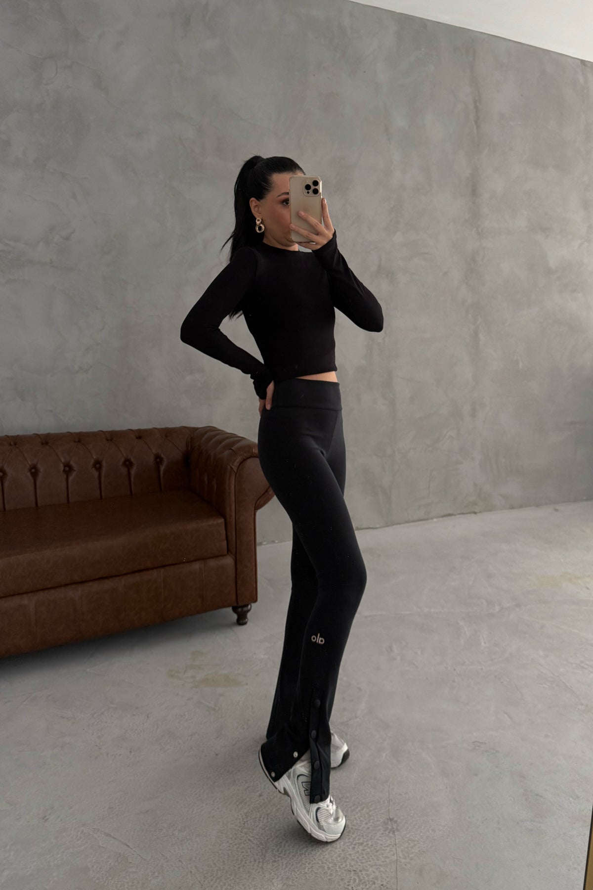 Lacivert Modal Kumaş İspanyol Paça Çıtçıtlı Tayt SY-2612-Lacivert