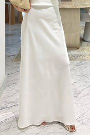 Beyaz Premium Uzun Saten Çan Etek SY-3685-Beyaz