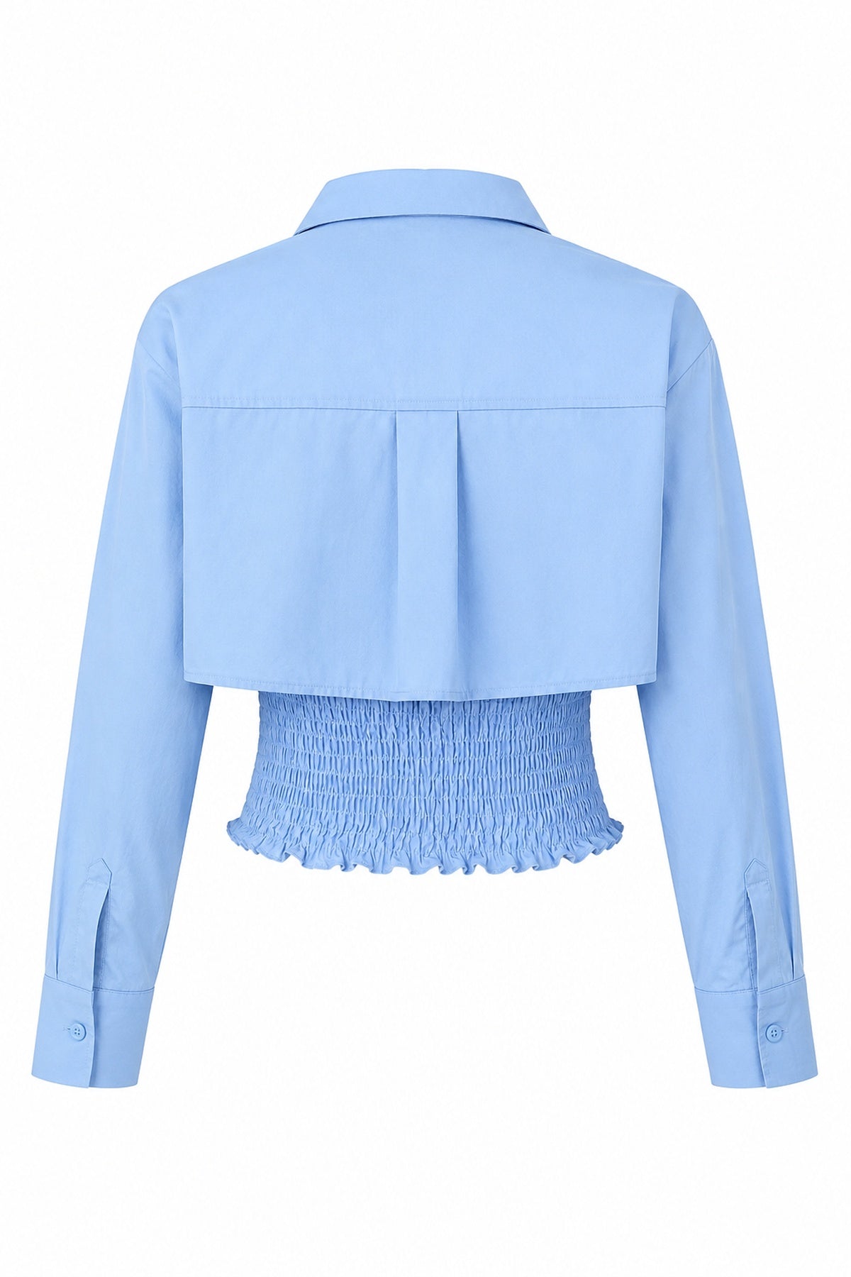 Mavi Gipeli Crop Gömlek Poplin Takım SY-2466-Mavi