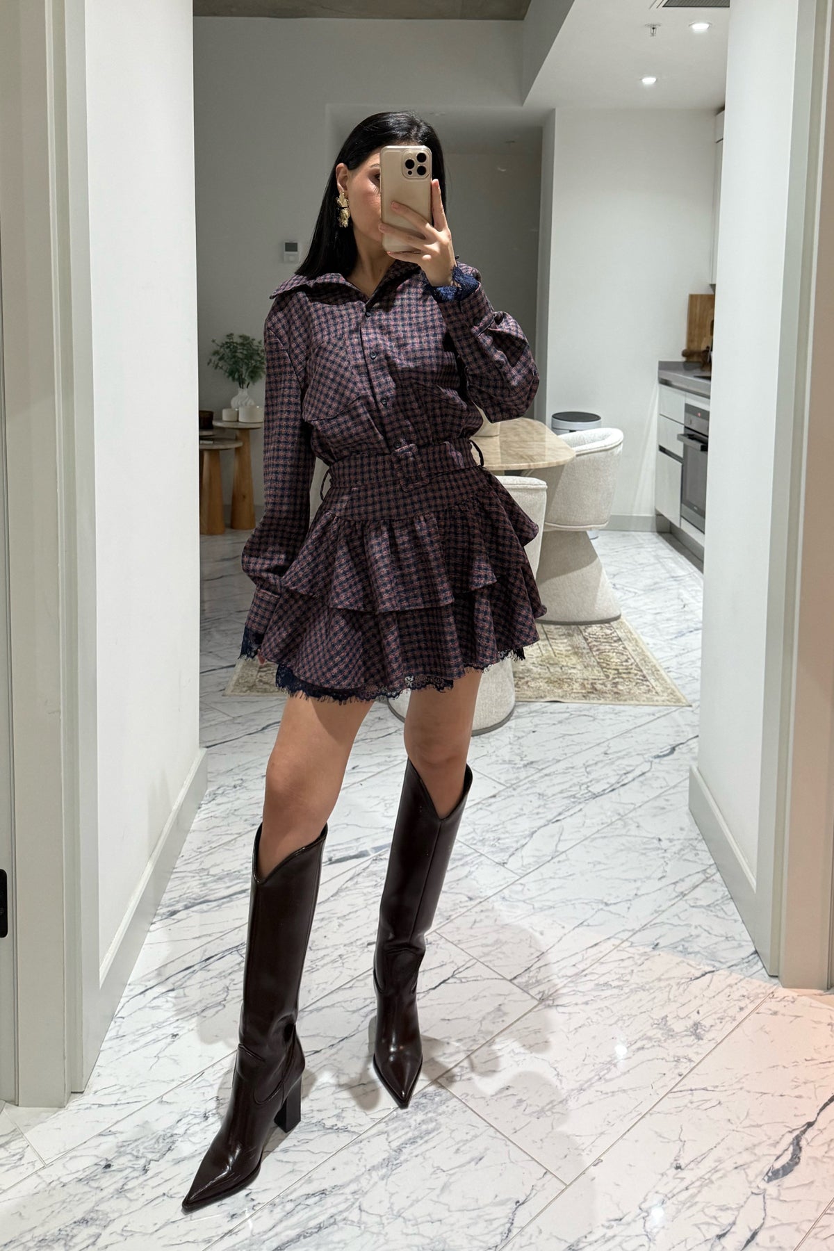 Bordo Kol Ve Etek Ucu Dantel Detaylı Bali Elbise SY-3513-Bordo