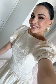 Brode Krem Midi Santorini  Elbise SY-3660-Krem
