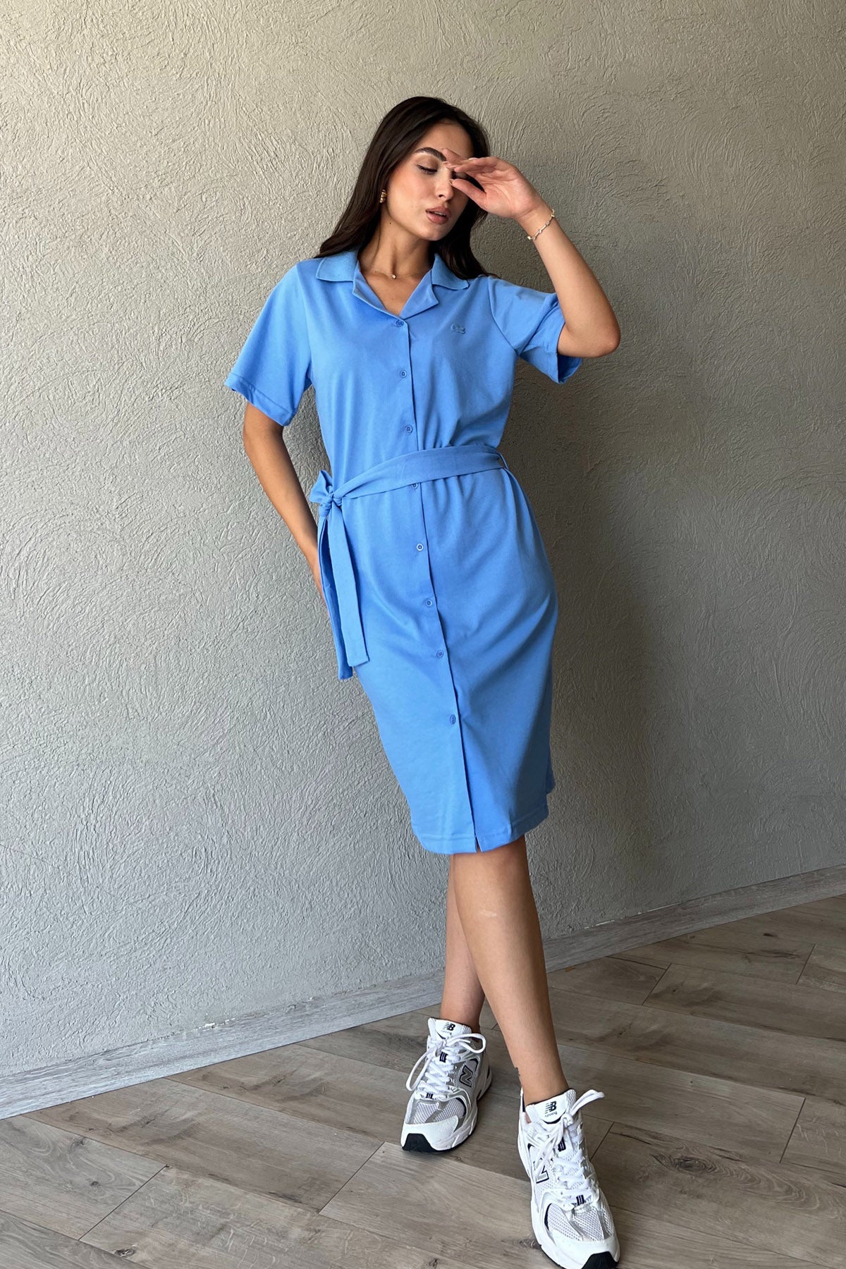 Mavi Marka Model Slim-Fit Polo Yaka Elbise SY-2292-Mavi