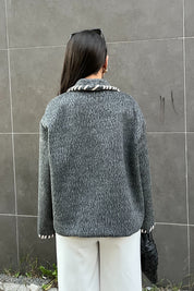 Gri Tasarım Kaşe Ceket Kaban SY-2720-Gri