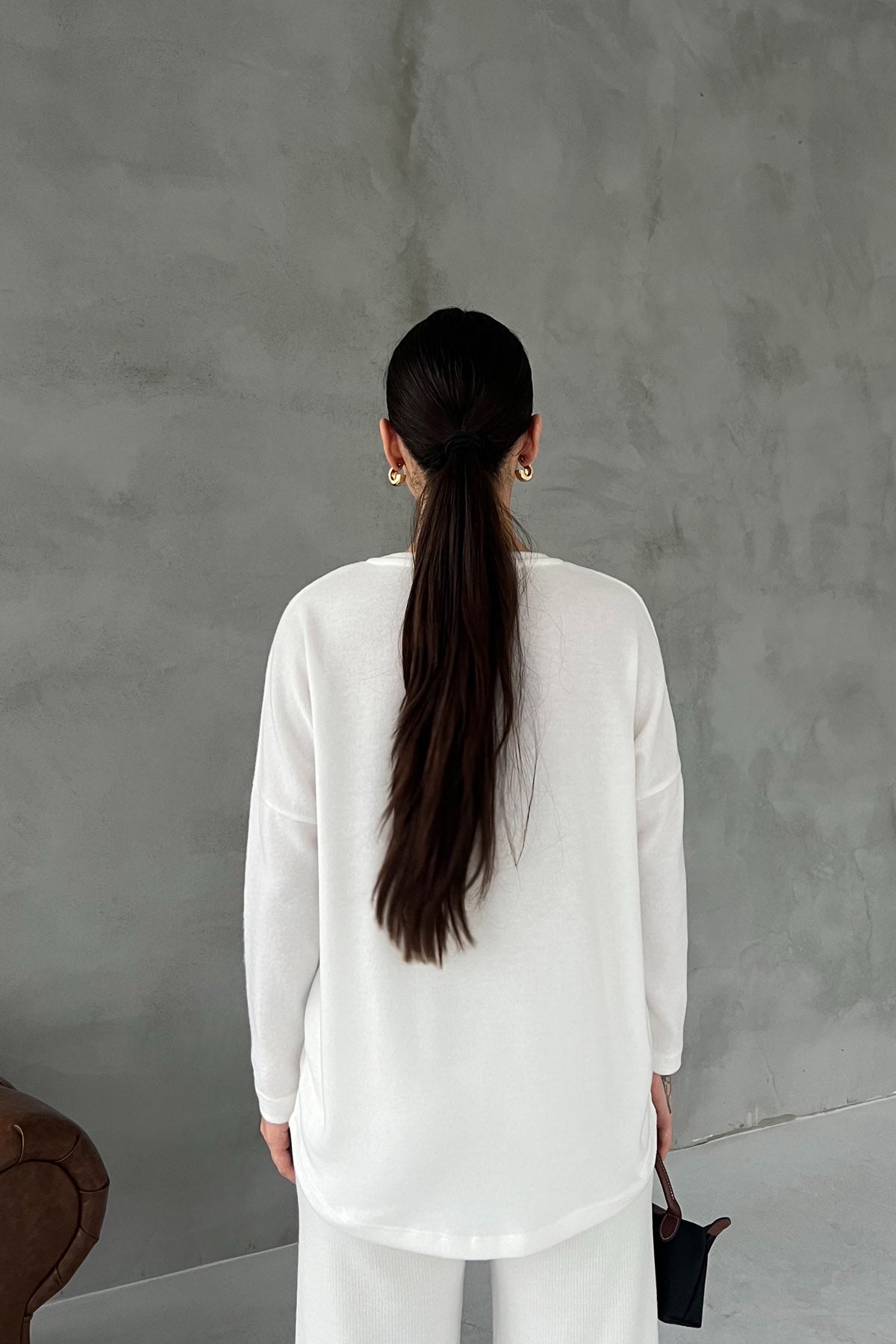 Beyaz Bisiklet Yaka Yumoş Triko Kazak SY-2889-Beyaz