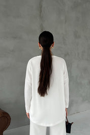 Beyaz Bisiklet Yaka Yumoş Triko Kazak SY-2889-Beyaz