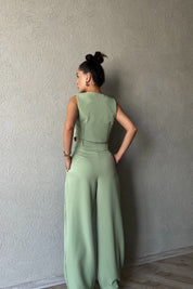Yeşil Özel Dikim Yelek ve With Vest Pantolon Takım SY-1841-Yeşil