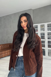 Kahve Cep Detaylı Bomber Ceket SY-3462-Kahve