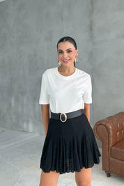 Siyah Dokulu Mini Etek SY-3255-Siyah