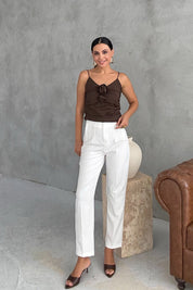 SYA Gül Detay Kahve Crop SY-3212-Kahve