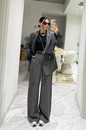 Gri Kareli Blazer Ceketli Pantolon Takım SY-3574-Gri