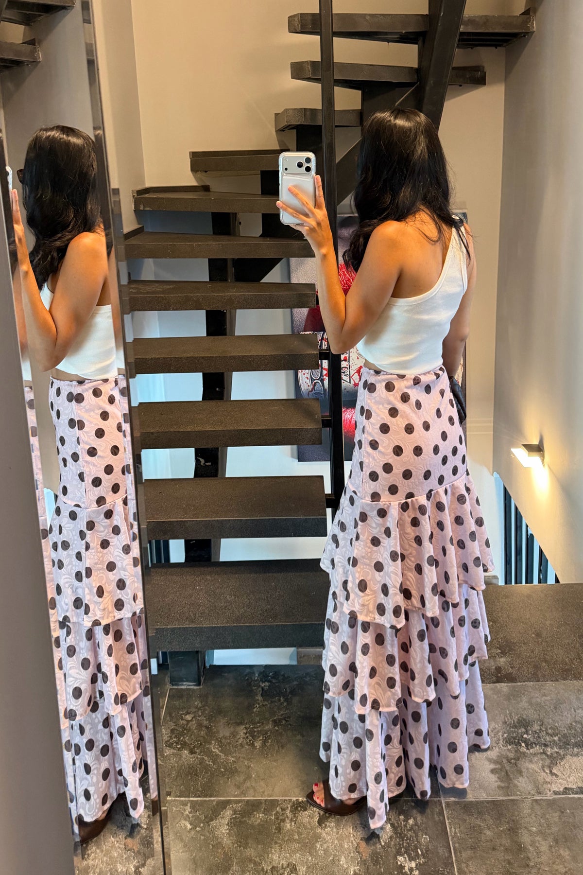 Pembe Puantiyeli Kat Kat Etek SY-3759-Pembe