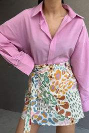 Dökümlü Oversize Pembe Gömlek SY-3062-Pembe