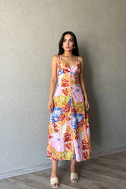 Desenli Sırt Dekolteli Elbise SY-2294-Desenli