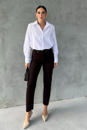 Acı Kahve Rennes Boy Fit Kesik Paça Jean SY-2713-Acı Kahve