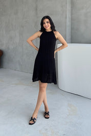 Kısa Siyah Ajurlu Triko Elbise SY-1941-Siyah