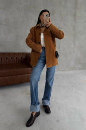 Taba Süet Cepli SYA Ceket SY-3400-Taba