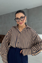 Lacivert Çizgili Premium Gömlek SY-3356-Lacivert