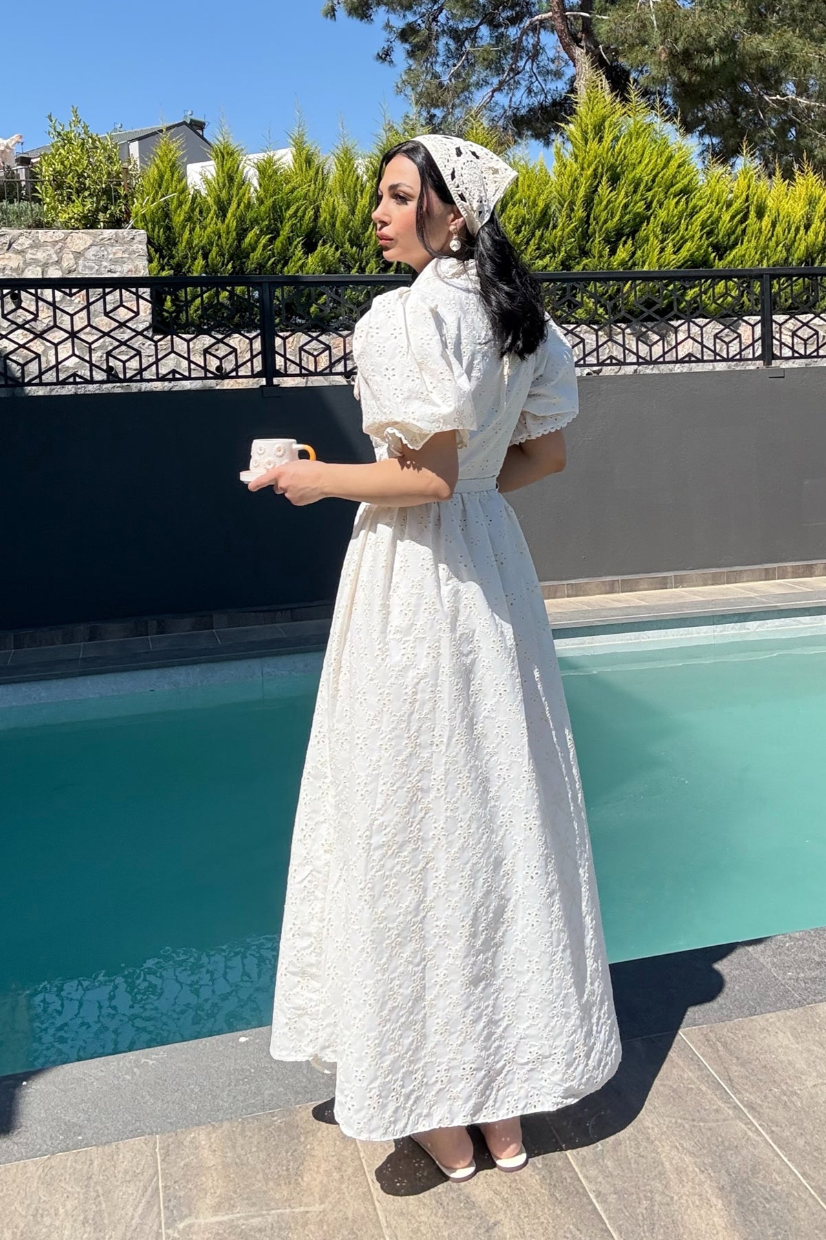 Blanche Brode Romantik Elbise SY-3692-Ekru
