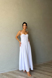 Beyaz Siena Göğüs Kulplu Elbise SY-2282-Beyaz