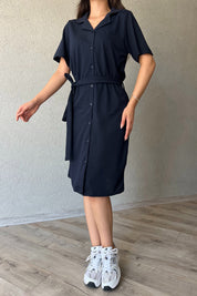 Lacivert Marka Model Slim-Fit Polo Yaka Elbise SY-2292-Lacivert