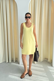 Butter yellow Modal Kısa Elbise SY-3208-Sarı