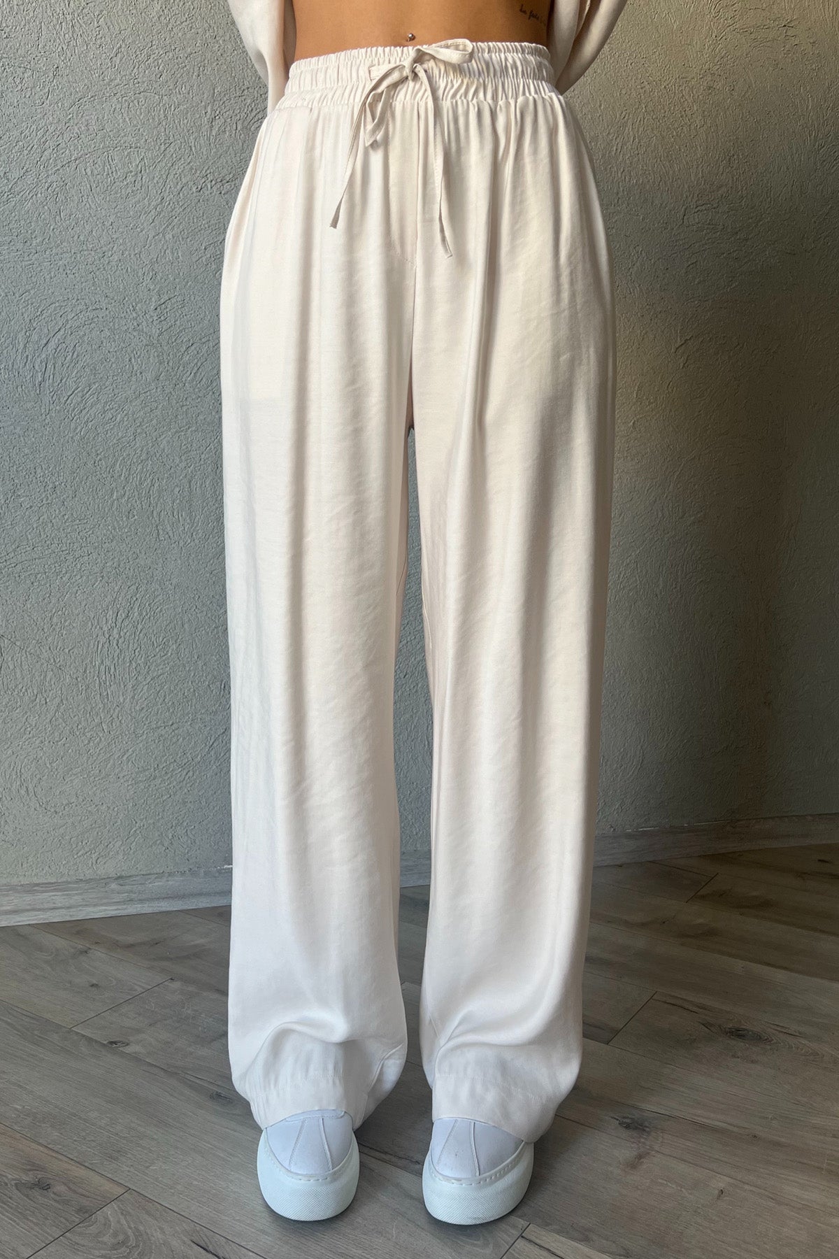 Bej Tensel Kısa Kol Gömlek Pantolon Keten Takım SY-2077-Bej