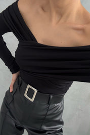 Siyah Çapraz Yakalı Bluz SY-3474-Siyah