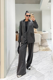 Çizgili Antrasit Ceket ve Pantolon Takım SY-3562-Antasit