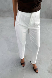 Ekru Çift Pensli Fleto Cepli Pantolon SY-3106-Ekru