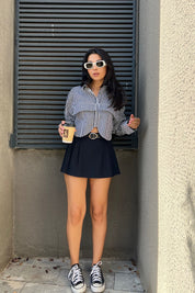 Lacivert Kemerli Mini Şort Etek SY-1087-Lacivert