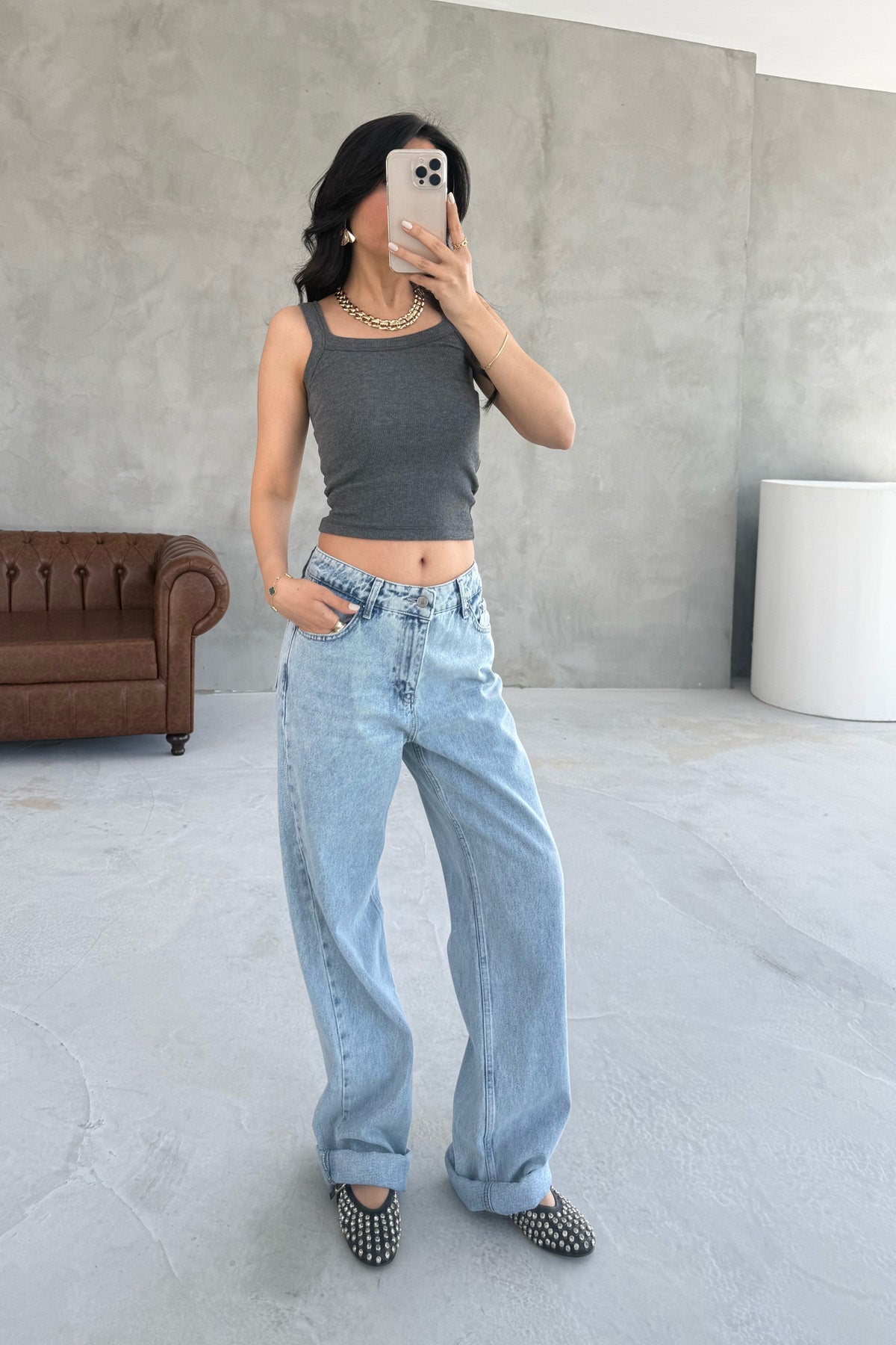 Antrasit Slim Fit Dar Kesim U Yaka Fitilli Atlet SY-3171-Antrasit