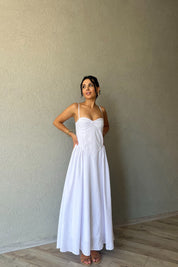 Beyaz Siena Göğüs Kulplu Elbise SY-2282-Beyaz