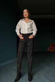 Koyu Füme Taşlı Yüksek Bel Mom Fit Jean SY-0004-Koyu Füme