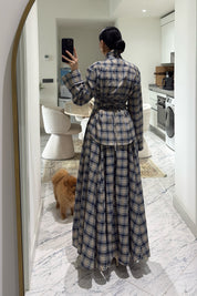 Pinterest Viral Ekose Etek Takım Bej SY-3616-Bej