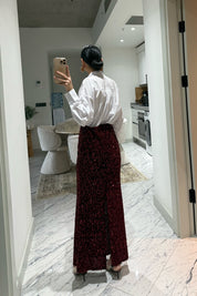 Bordo Payetli Maxi Balık Etek SY-3511-Bordo